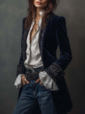 Julie | Veste longue en velours brodé