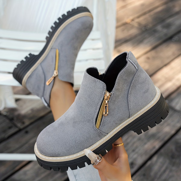 Karine | Bottines à double zip doré