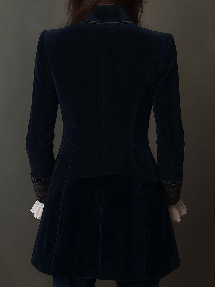 Julie | Veste longue en velours brodé
