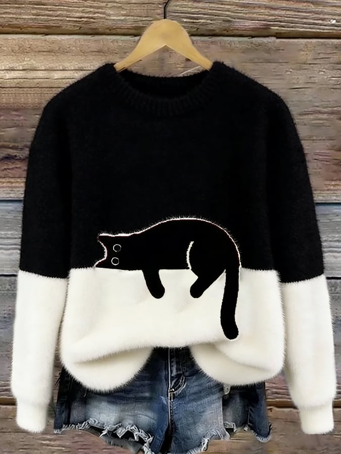 Nadine | Pull oversize à imprimé chats