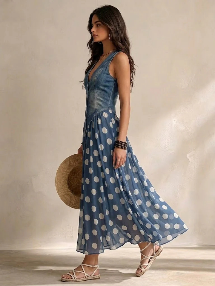 Roxane | Robe en jean à pois
