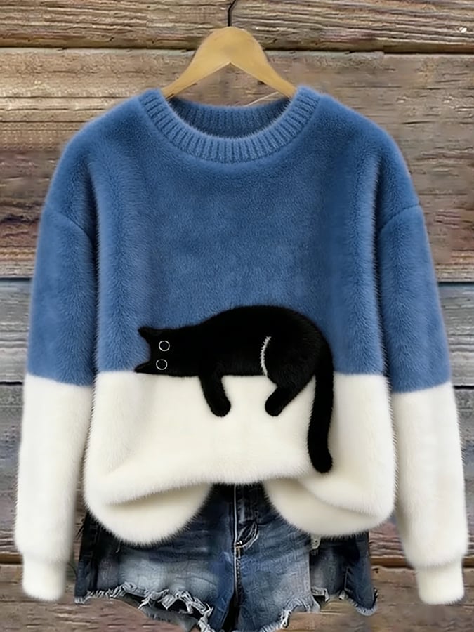 Nadine | Pull oversize à imprimé chats