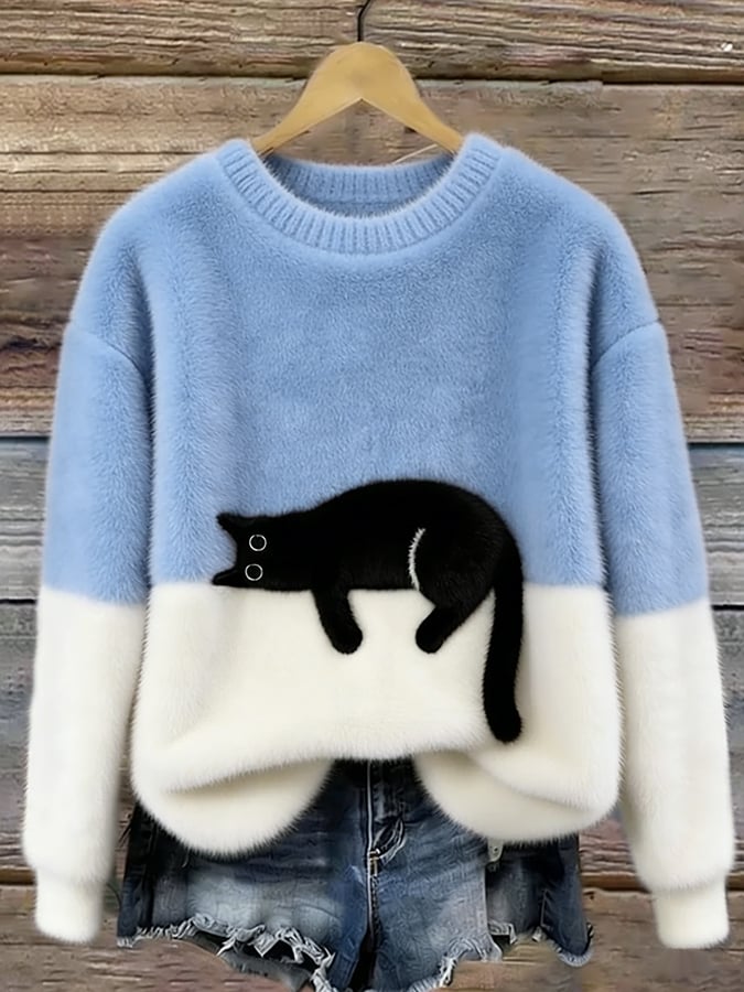 Nadine | Pull oversize à imprimé chats