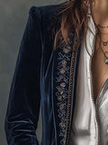 Julie | Veste longue en velours brodé