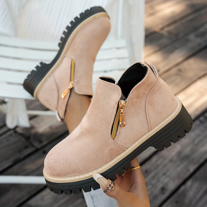 Karine | Bottines à double zip doré