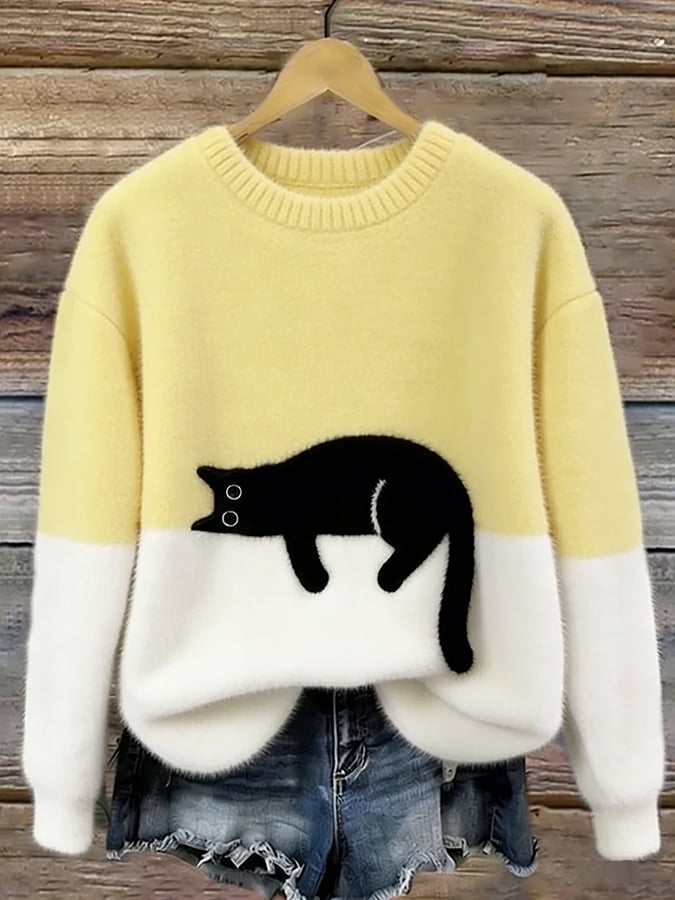 Nadine | Pull oversize à imprimé chats