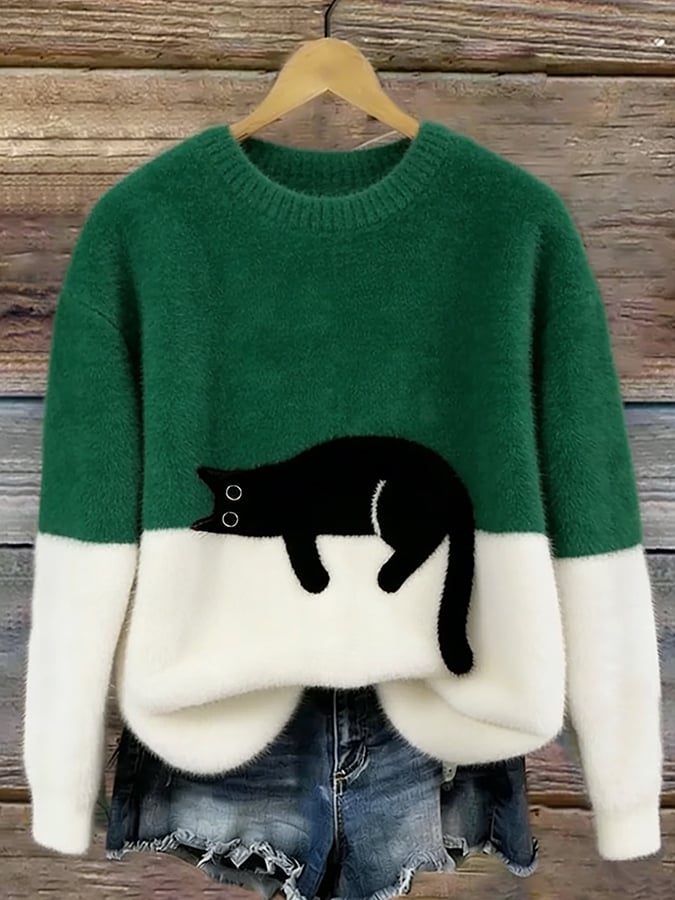 Nadine | Pull oversize à imprimé chats