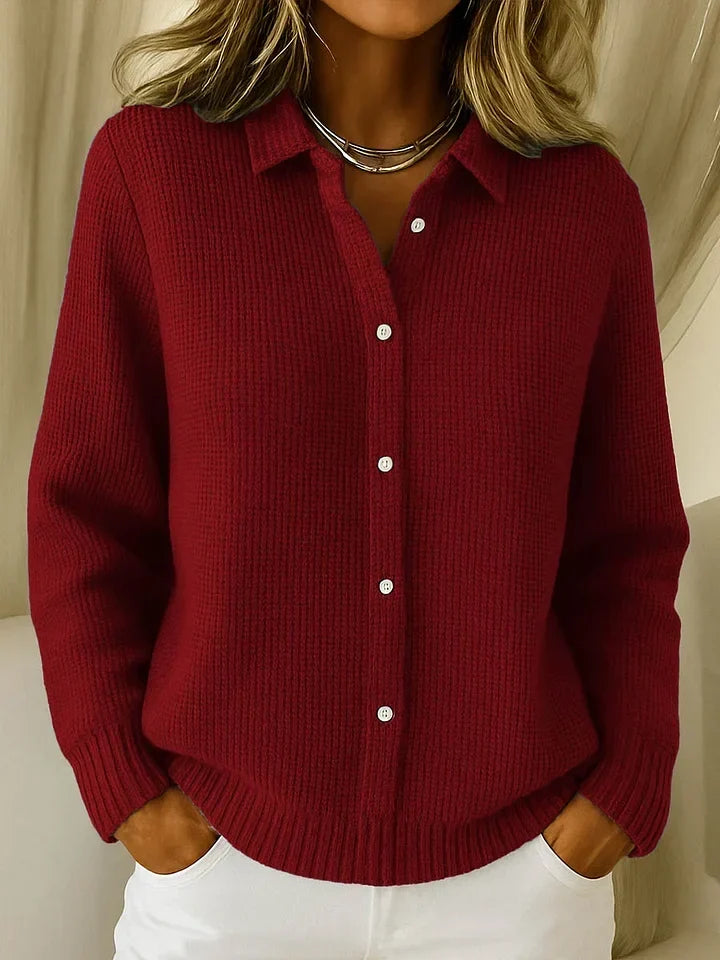 Sylvie | Pull en maille à col boutonné
