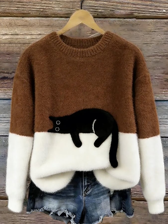 Nadine | Pull oversize à imprimé chats