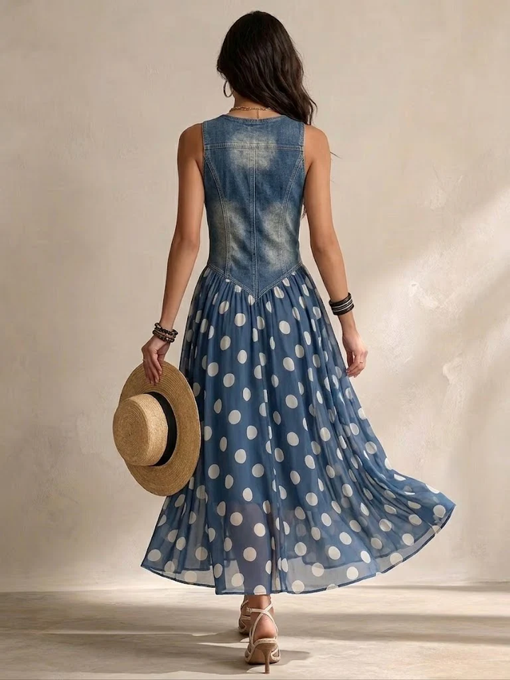 Roxane | Robe en jean à pois