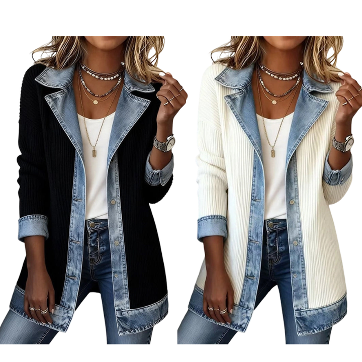Stéphanie | Cardigan à détails en jean
