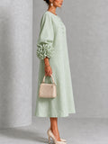 Élodie | Robe midi en lin à poignets fleuris
