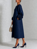Robe Élodie bleu marine - détail