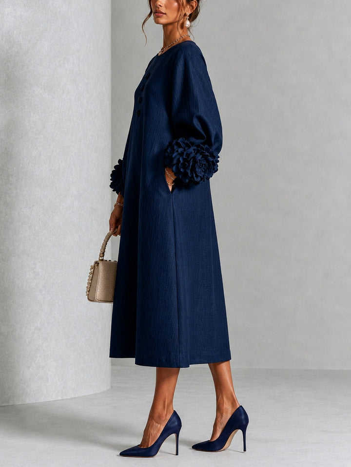 Robe Élodie bleu marine - détail