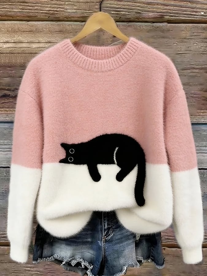 Nadine | Pull oversize à imprimé chats