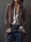 Julie | Veste longue en velours brodé