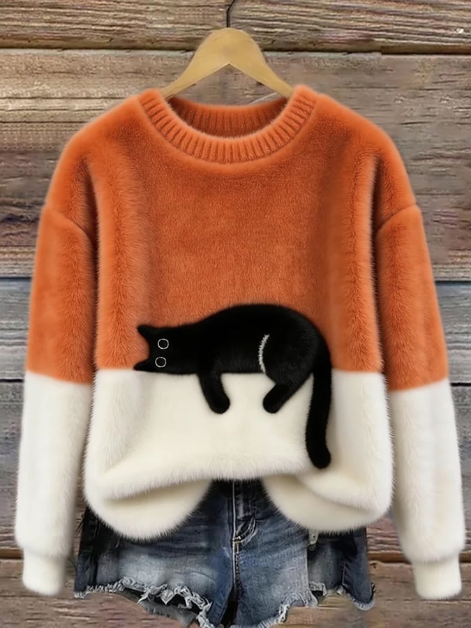 Nadine | Pull oversize à imprimé chats