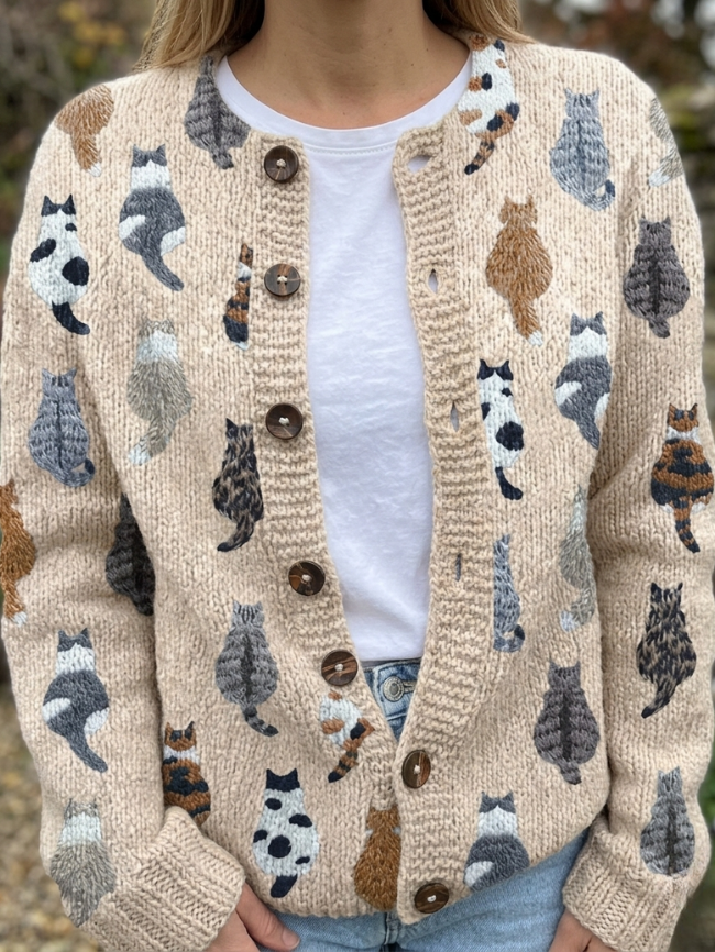 Corinne | Cardigan à imprimé chats