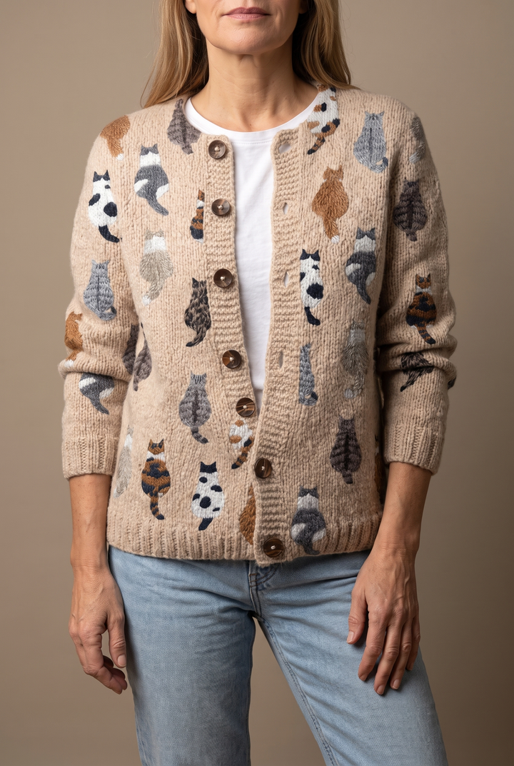 Corinne | Cardigan à imprimé chats