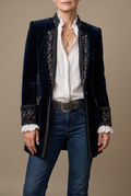 Julie | Veste longue en velours brodé