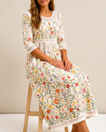 Pauline | Robe midi fleurie à dentelle