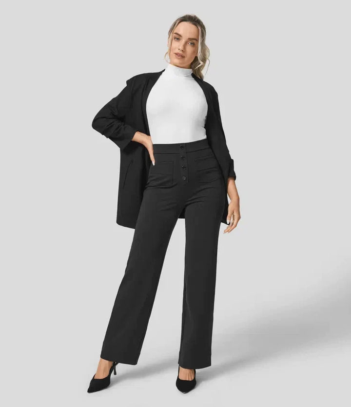 Caroline | Pantalon taille haute jambe droite